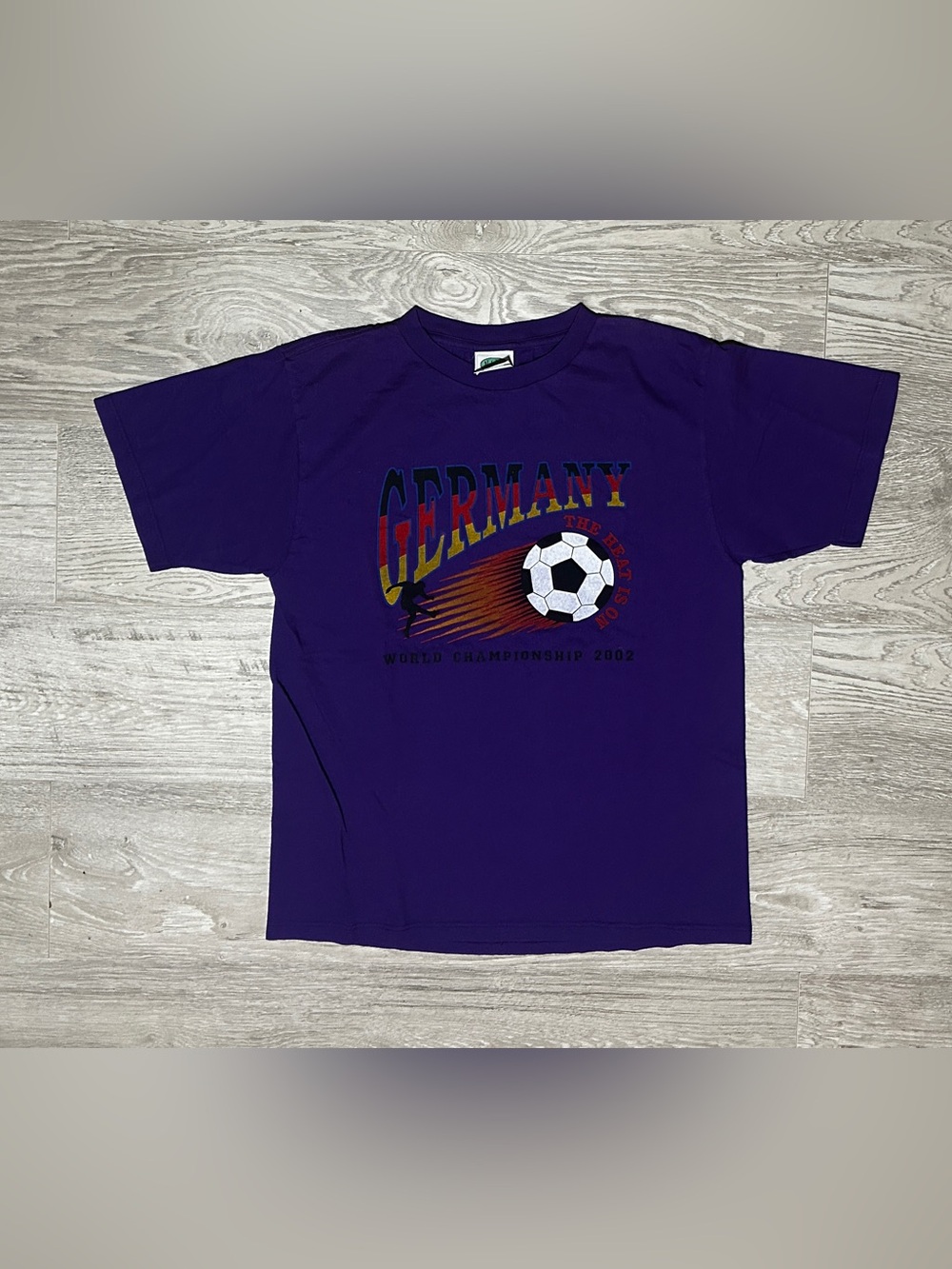 2002 Germany Soccer World Champions Purple Graphic Y2K Shirt